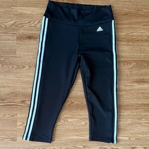 Adidas Women's Black Active Pants with White Stripes